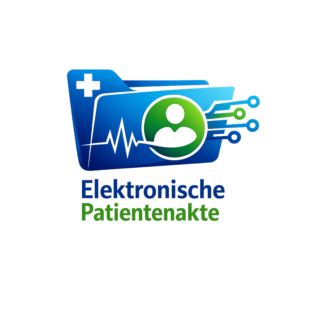 Ein Symbol von einem Order mit medizinischem und elektronischen Zeichen, dass die elektronische Patientenakte darstellen soll.